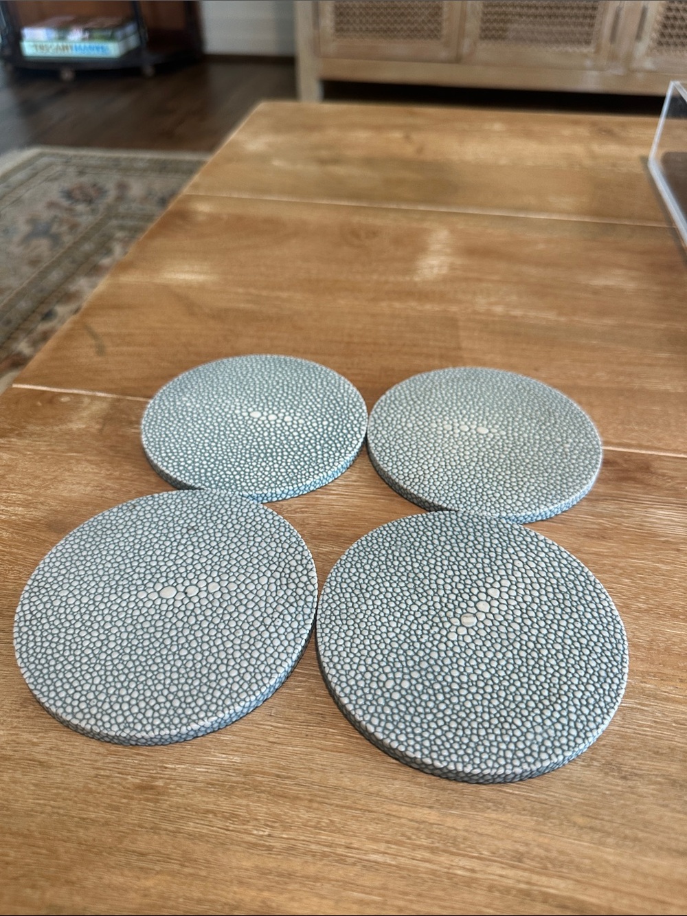 Blue Pebble Pattern Drink Coasters - Set of 4